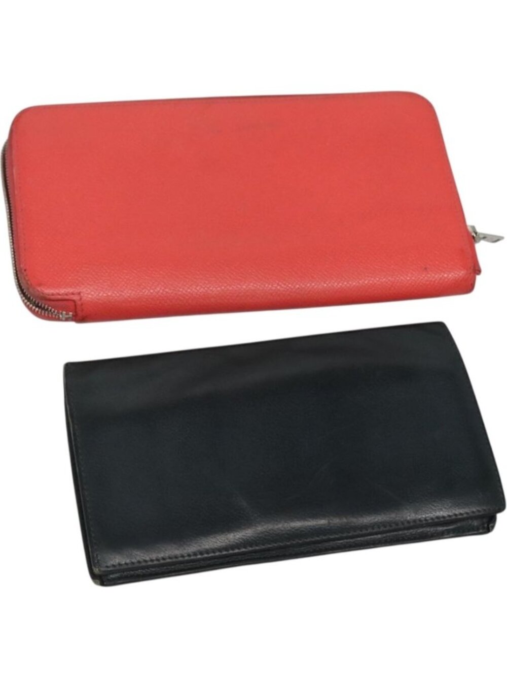 HERMES Wallet Leather 2 Set Black Red